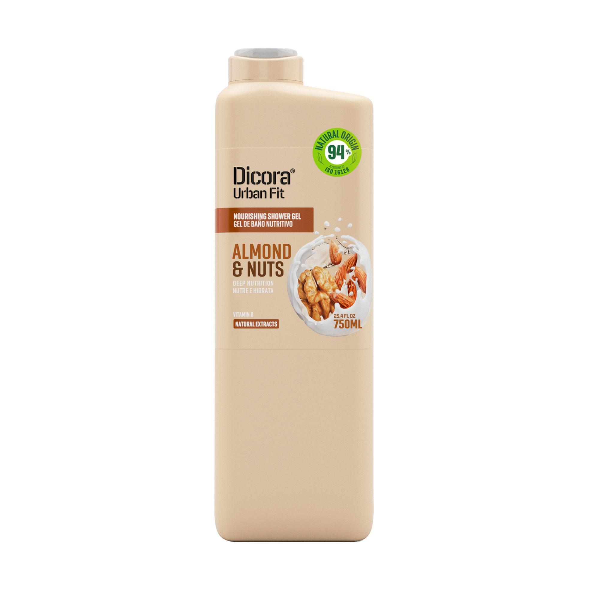Живильний гель для душу Dicora Urban Fit Мигдаль та горіхи, з вітаміном В, 750 мл
